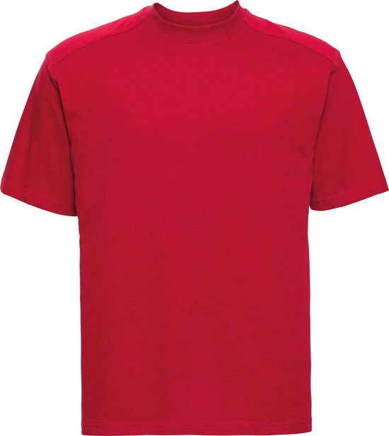 Russell Europa Heren Werkkleding Korte Mouwen Katoenen T-Shirt (Klassiek rood)