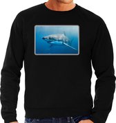 Dieren sweater met haaien foto - zwart - voor heren - natuur / haai cadeau trui - kleding / sweat shirt XL