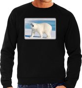 Dieren sweater met ijsberen foto - zwart - voor heren - natuur / ijsbeer cadeau trui - kleding / sweat shirt XL