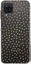 Casetastic Samsung Galaxy A12 (2021) Hoesje - Softcover Hoesje met Design - Golden Hearts Transparant Print