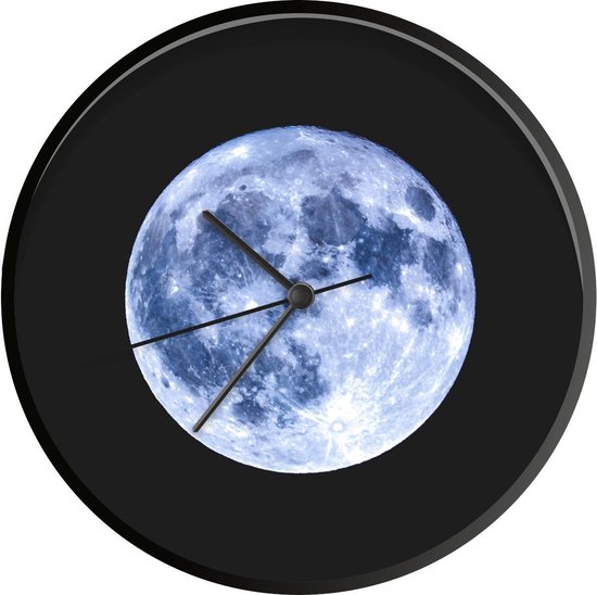 Kan worden genegeerd aanraken nachtmerrie Klok Hemel maan Ø 30 cm - Maan de hemel met blauwe schaduwen - Modern -  Zwarte... | bol.com