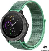 Nylon Smartwatch bandje - Geschikt voor  Garmin Venu nylon bandje - mint - Strap-it Horlogeband / Polsband / Armband