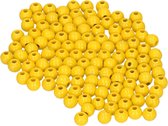 115 morceaux de perles jaunes 6 mm
