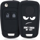 Étui à clés de voiture kwmobile pour clé de voiture pliante à 2 boutons Opel Chevrolet - Étui à clés de voiture en blanc/noir - Ne touchez pas à ma clé