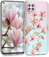 kwmobile telefoonhoesje voor Huawei P40 Lite - Hoesje voor smartphone in poederroze / wit / transparant - Magnolia design