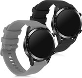 kwmobile 2x armband voor Huawei Watch GT2 (42mm) - Bandjes voor fitnesstracker in zwart / grijs
