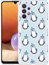 Hoesje Geschikt voor Samsung Galaxy A32 4G Pinguins