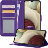 Samsung A12 Hoesje Book Case Hoes - Samsung Galaxy A12 Case Hoesje Wallet Cover - Samsung Galaxy A12 Hoesje - Paars