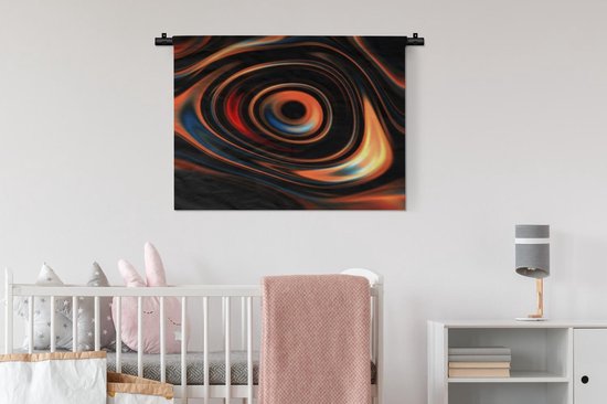 Tapisserie Cercles avec motif - Gouttes d'huile Oranje en forme de cercle Tapisserie coton 90x67 cm - Tapisserie avec photo