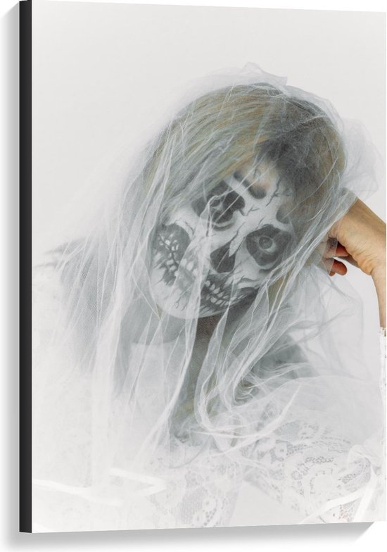 Canvas - Vrouw met Spookachtige Smink - Foto op Canvas Schilderij (Wanddecoratie op Canvas)