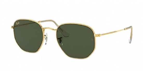 Ray-Ban Hexagonal Legend Gold/ Green Classic G15 Gold Icon Maat: Large (54) - Zonnebril -  - RB3548 919631