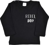 R Rebels | Katoenen Baby Shirt | Rebel Boy | Zwart | Maat 50/56