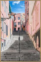 JUNIQE - Poster met kunststof lijst Pink Stairway -13x18 /Roze