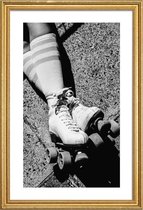 JUNIQE - Poster met houten lijst Rolschaatsen -30x45 /Grijs & Wit