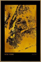 JUNIQE - Poster met kunststof lijst New York gouden -13x18 /Goud &