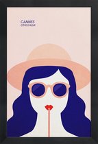 JUNIQE - Poster in houten lijst Cannes -30x45 /Blauw & Roze