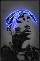 JUNIQE - Poster in kunststof lijst Tupac -40x60 /Blauw & Grijs