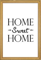 JUNIQE - Poster met houten lijst Home Sweet Home -40x60 /Wit & Zwart