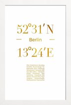 JUNIQE - Poster met houten lijst Berlin gouden -30x45 /Goud & Wit