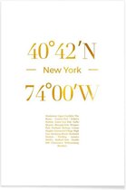 JUNIQE - Poster New York gouden -30x45 /Goud & Wit