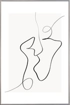 JUNIQE - Poster met kunststof lijst Connected II -40x60 /Grijs & Ivoor
