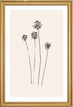 JUNIQE - Poster met houten lijst Palmsilhouetten -30x45 /Grijs & Ivoor