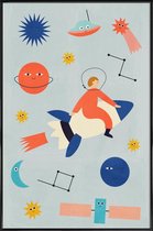 JUNIQE - Poster in kunststof lijst Friends in Space -30x45 /Kleurrijk