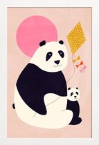 JUNIQE - Poster in houten lijst Panda Bears -30x45 /Roze & Zwart
