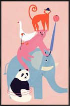 JUNIQE - Poster in kunststof lijst Animal Pyramid -60x90 /Kleurrijk