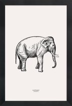 JUNIQE - Poster met houten lijst Olifant -13x18 /Grijs & Ivoor