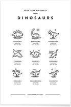 JUNIQE - Poster Dinosaurussoorten -60x90 /Wit & Zwart