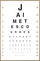 JUNIQE - Poster met kunststof lijst Eye Chart Je t'aime -13x18 /Wit &