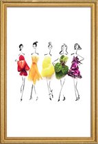 JUNIQE - Poster met houten lijst Regenboog - modeschets -30x45