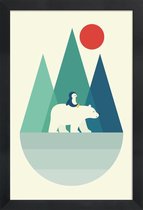 JUNIQE - Poster met houten lijst Bear You -13x18 /Blauw & Groen