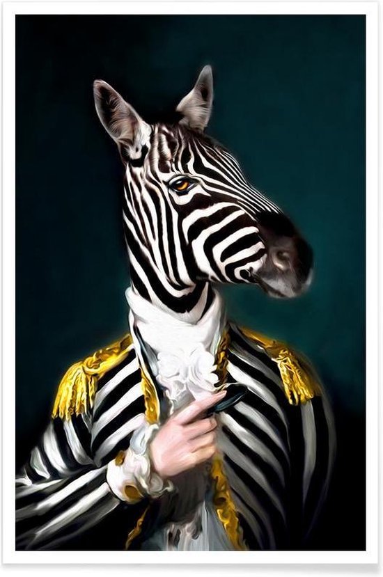 JUNIQE - Poster Mister Stripe - Aristocratic Zebra -13x18 /Wit & Zwart