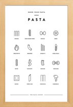 JUNIQE - Poster met houten lijst Pasta infographic -13x18 /Wit & Zwart