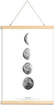 JUNIQE - Posterhanger Fasen van de maan -60x90 /Wit & Zwart