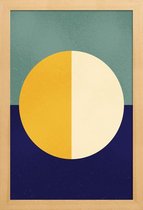 JUNIQE - Poster in houten lijst Light and Dark -40x60 /Blauw & Geel