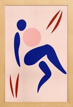 JUNIQE - Poster in houten lijst Blue -20x30 /Blauw & Roze