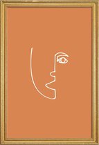 JUNIQE - Poster met houten lijst Perspective -60x90 /Bruin & Oranje
