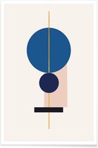 JUNIQE - Poster Equilibrium gouden -40x60 /Blauw & Goud