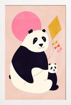 JUNIQE - Poster in houten lijst Panda Bears -20x30 /Roze & Zwart