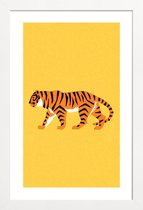 JUNIQE - Poster met houten lijst Tiger Yellow -13x18 /Geel & Oranje