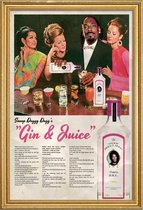 JUNIQE - Poster met houten lijst Gin | Juice - Snoop Dogg -40x60 /Roze