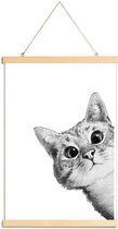 JUNIQE - Posterhanger Sneaky Cat illustratie -20x30 /Grijs