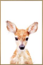 JUNIQE - Poster met kunststof lijst Hertje illustratie -13x18 /Bruin &