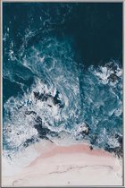 JUNIQE - Poster met kunststof lijst I Love The Sea -20x30 /Turkoois