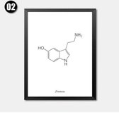 Molecule Poster Sertonin - 50x70cm Canvas - Multi-color