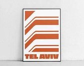 Tel Aviv City On Canvas Poster Ochre - 40x50cm Canvas - Multi-color