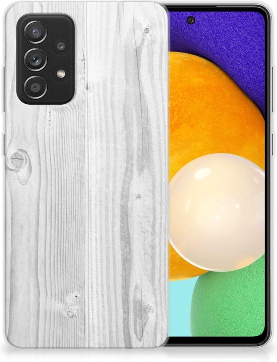 Samsung Galaxy A52 (5G/4G) Bumper Hoesje White Wood